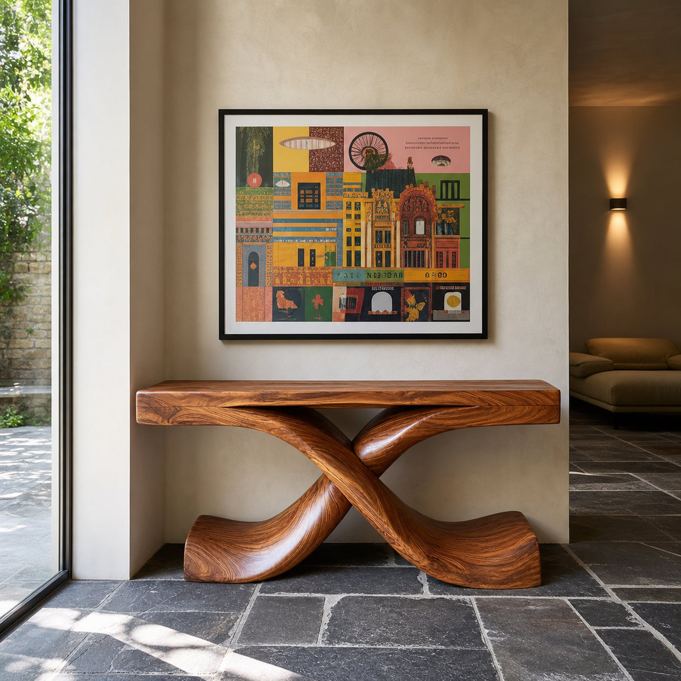 Modern Sculptural Console Table With Twisted Base For Living Room - product view 6