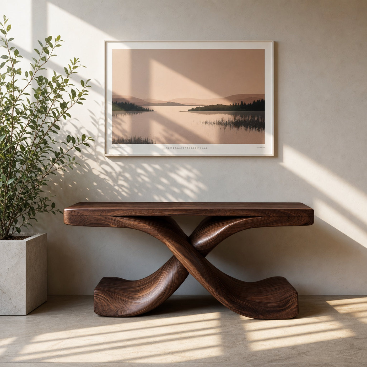 Modern Sculptural Console Table With Twisted Base For Living Room - product view 7