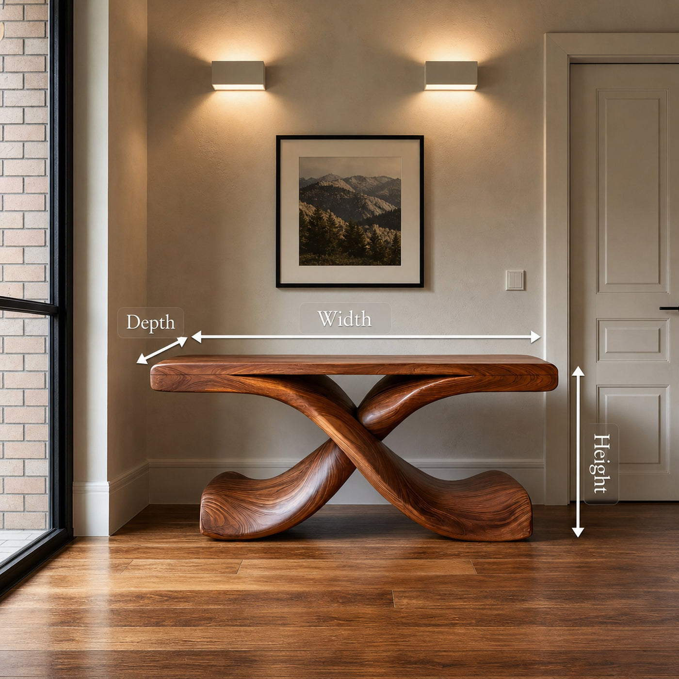 Modern Sculptural Console Table With Twisted Base For Living Room - product view 8