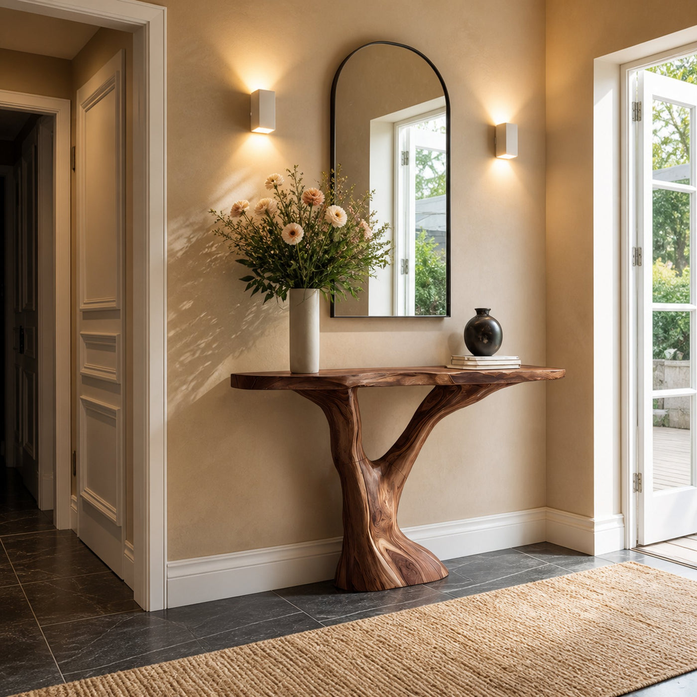Modern Sculptural Solid Wood Console Table For Entryway Furniture Decor - product view 7
