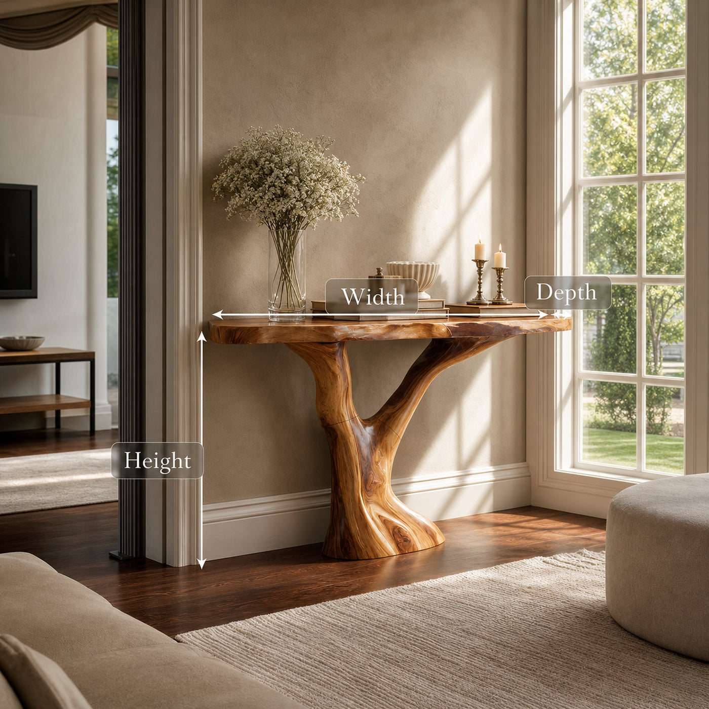 Modern Sculptural Solid Wood Console Table For Entryway Furniture Decor - product view 8
