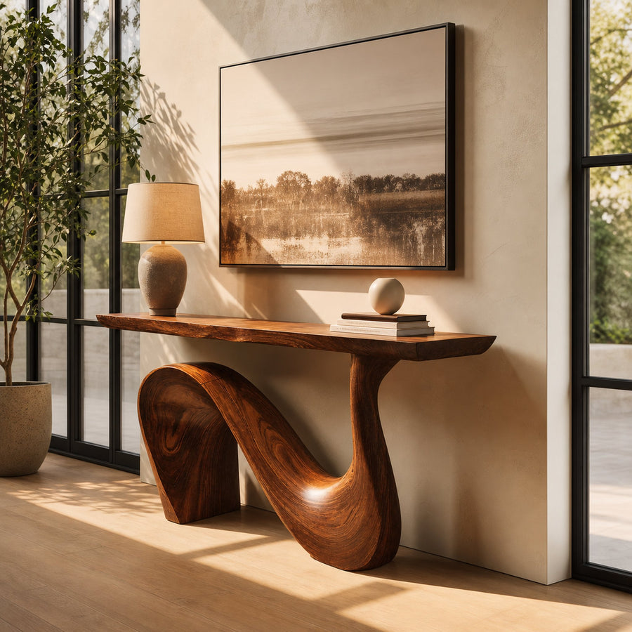 Modern Solid Wood Console Table For Living Room And Entryway Design