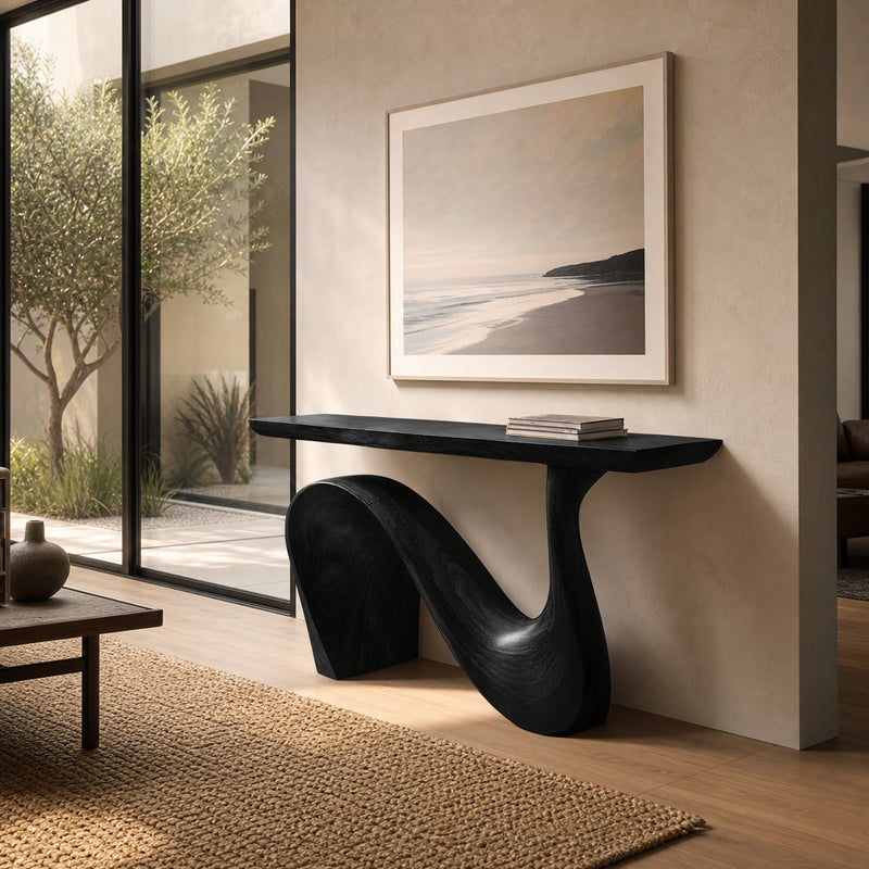 Driftform Lumen Solid Wood Console Table with S-Curve Base