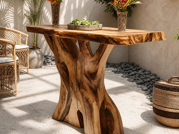 Modern Solid Wood Console Table Live Edge Design For Entryway Decor