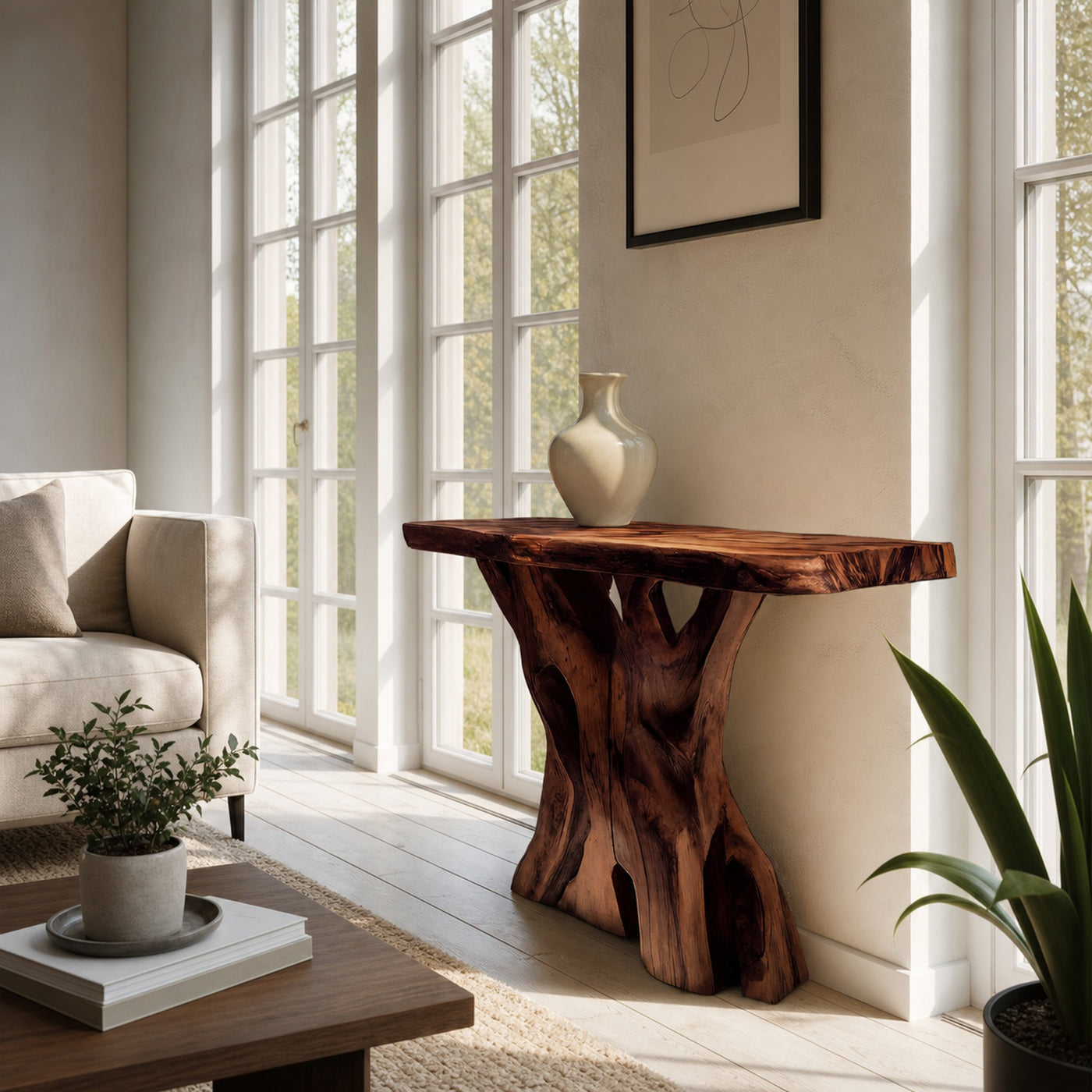 Modern Solid Wood Console Table Live Edge Design For Entryway Decor - product view 7