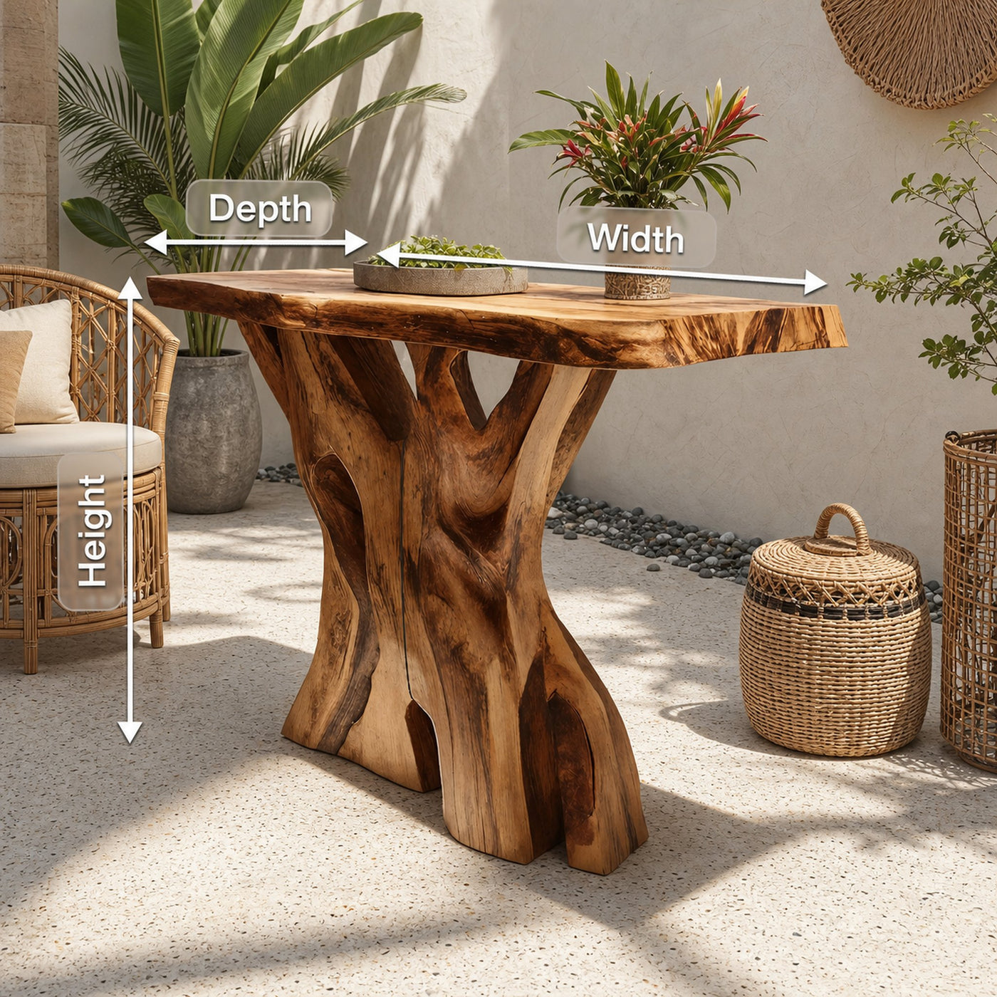 Modern Solid Wood Console Table Live Edge Design For Entryway Decor - product view 8