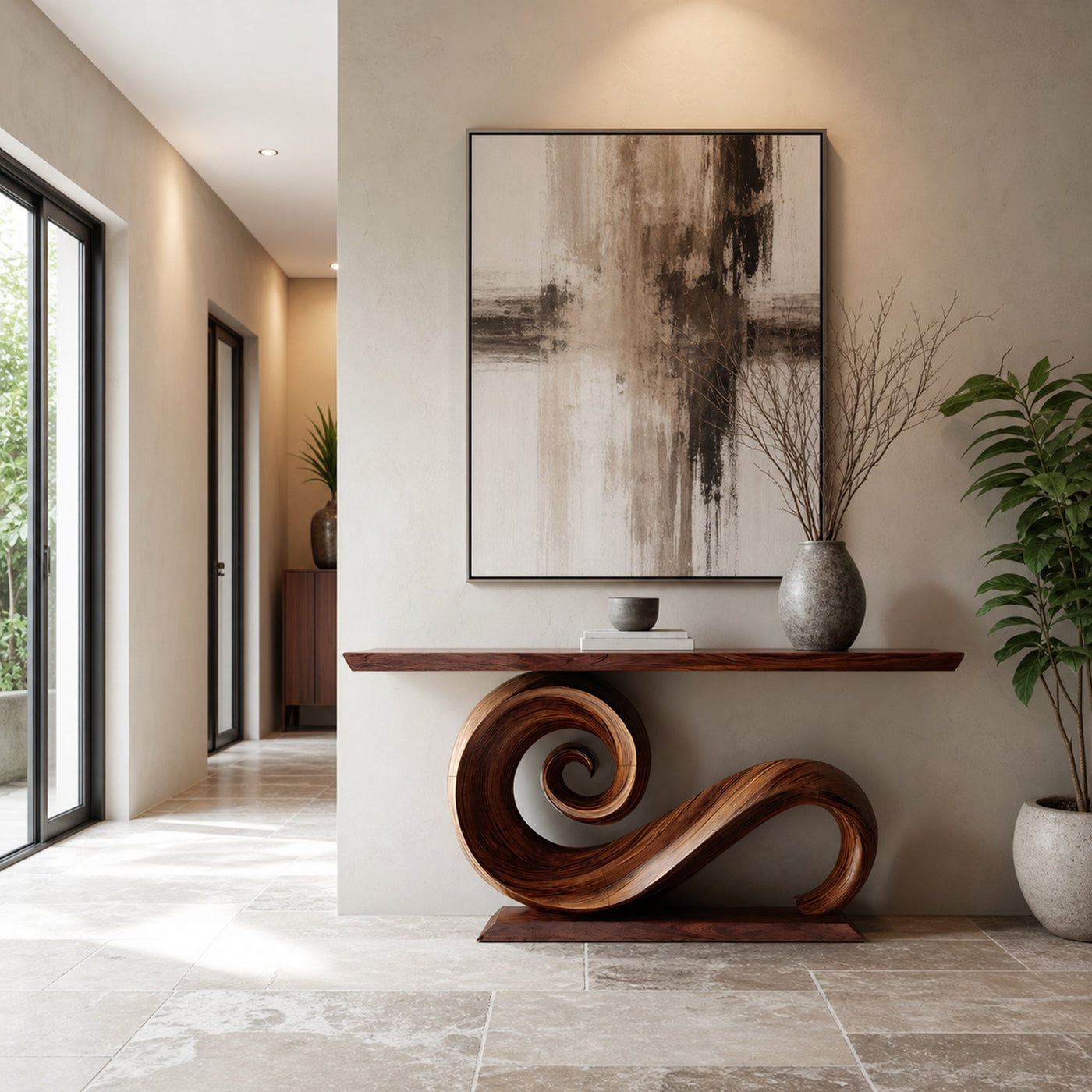 Modern Solid Wood Console Table Organic Live Edge For Entryway Design - product view 6