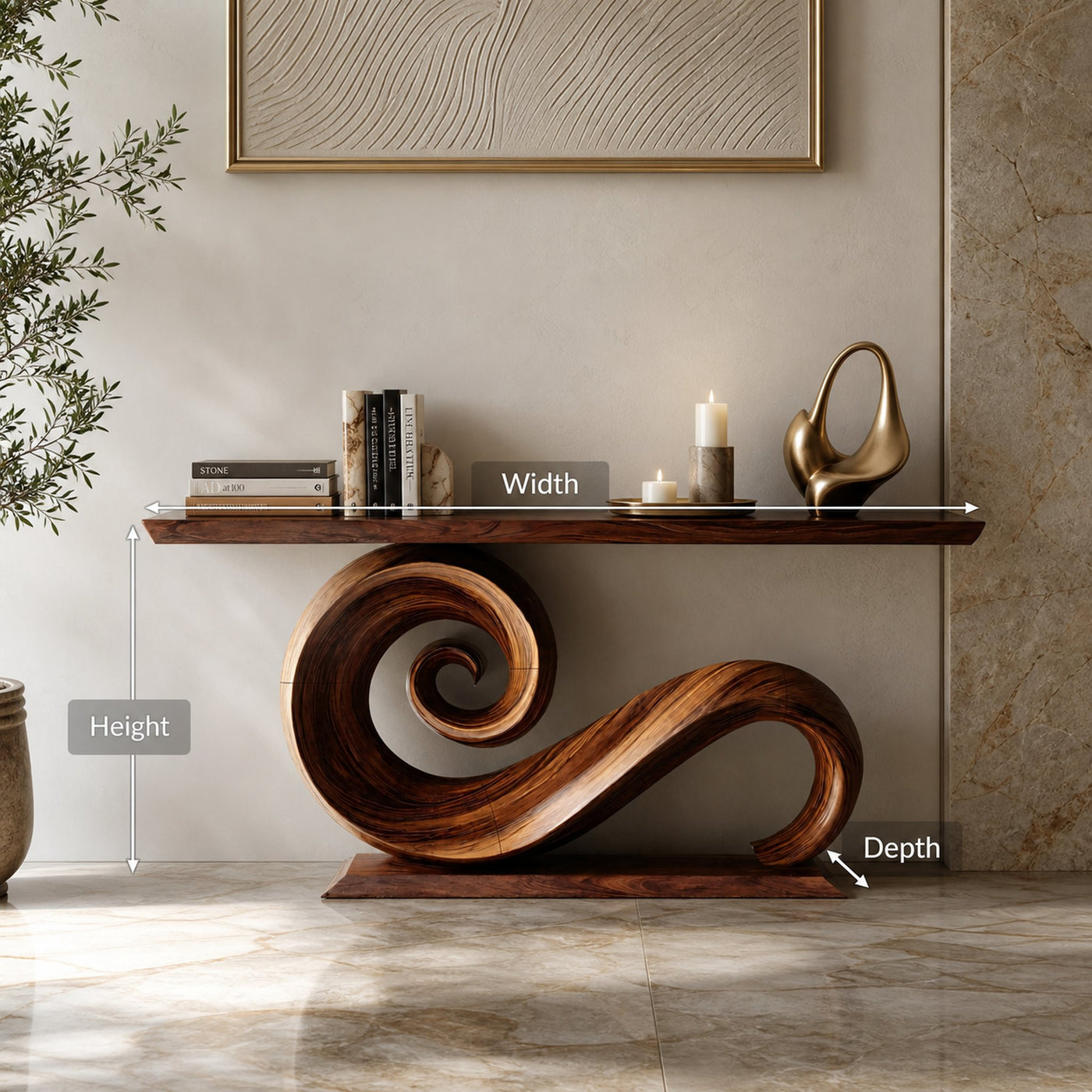 Modern Solid Wood Console Table Organic Live Edge For Entryway Design - product view 8