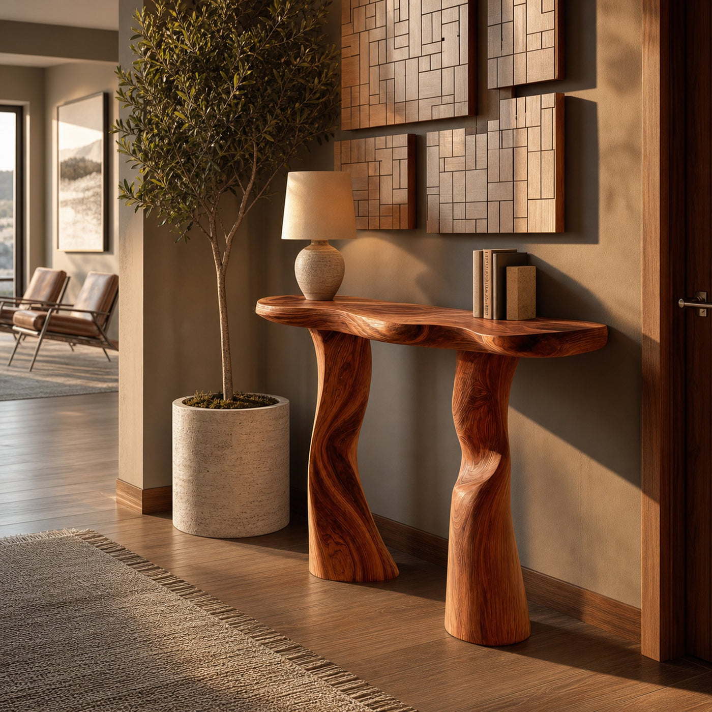 Modern Solid Wood Console Table Sculptural Live Edge For Furniture Decor - product view 6