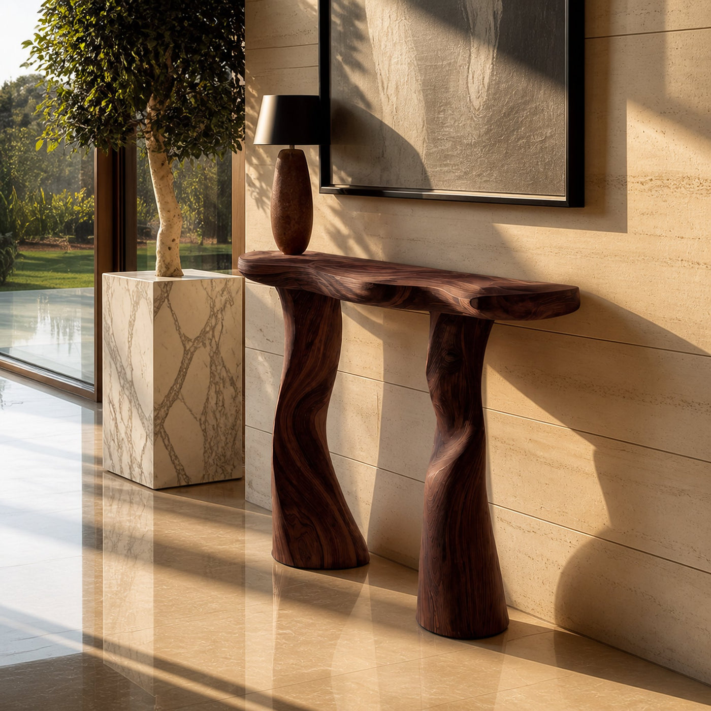 Modern Solid Wood Console Table Sculptural Live Edge For Furniture Decor - product view 7