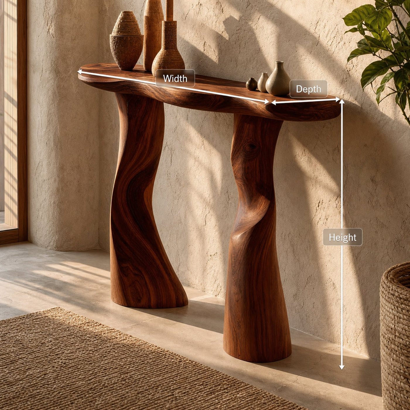 Modern Solid Wood Console Table Sculptural Live Edge For Furniture Decor - product view 8