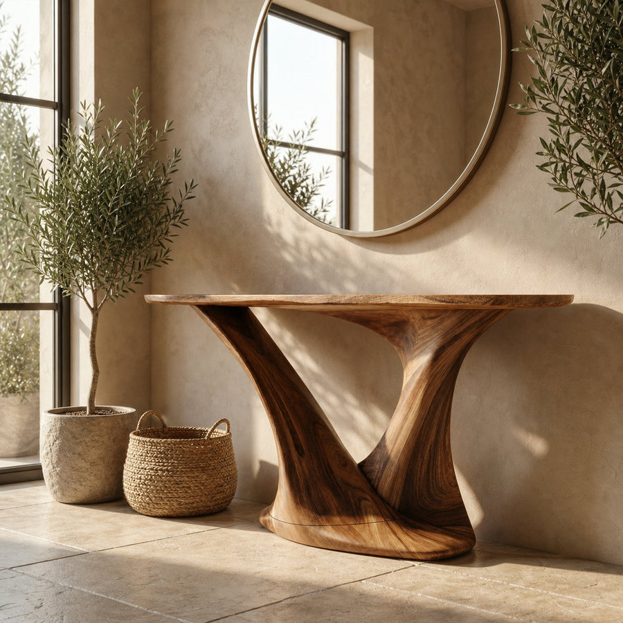 Modern Split Pedestal Console Table Entryway Hallway Living Room