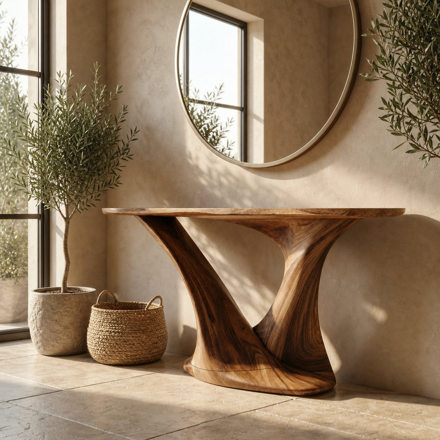 Modern Split Pedestal Console Table Entryway Hallway Living Room