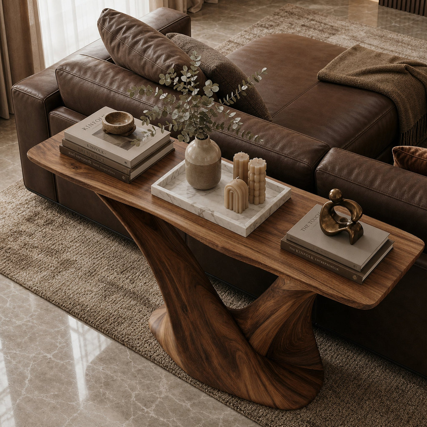 Modern Split Pedestal Console Table Entryway Hallway Living Room - product view 3