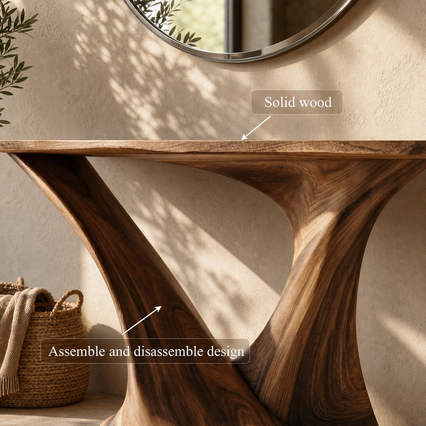 Modern Split Pedestal Console Table Entryway Hallway Living Room - product view 4