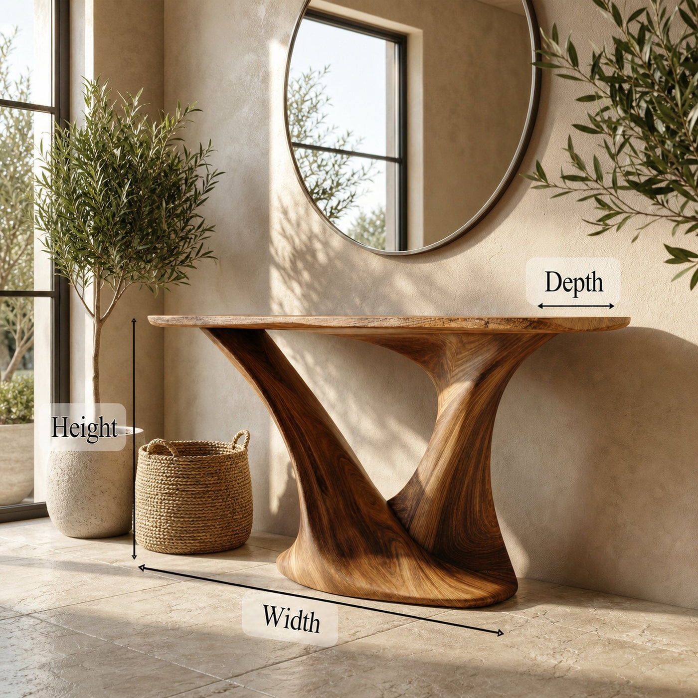 Modern Split Pedestal Console Table Entryway Hallway Living Room - product view 5