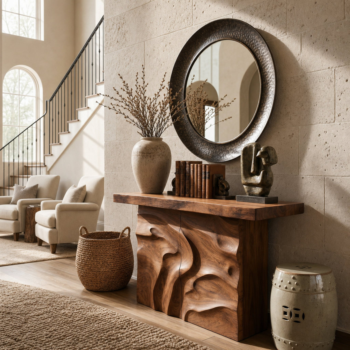 Modern Textured Edge Display Table For Contemporary Living Space - product view 2