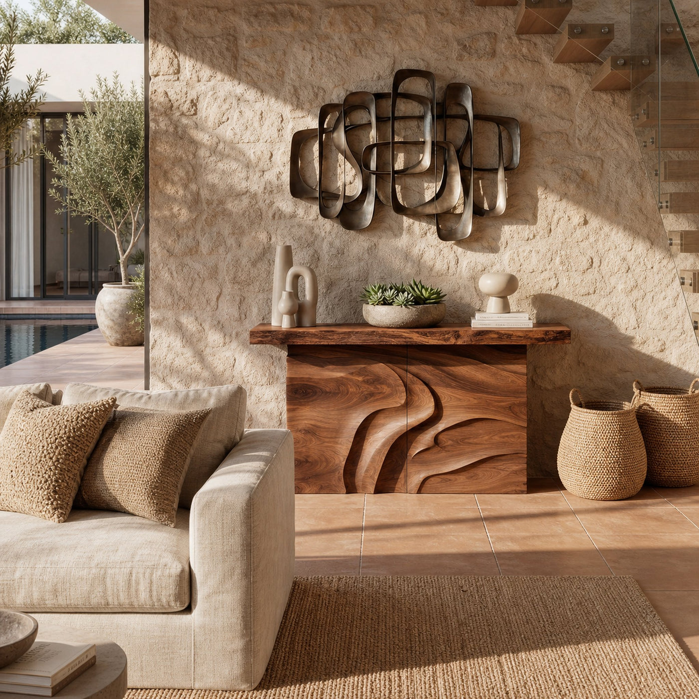 Modern Textured Edge Display Table For Contemporary Living Space - product view 3