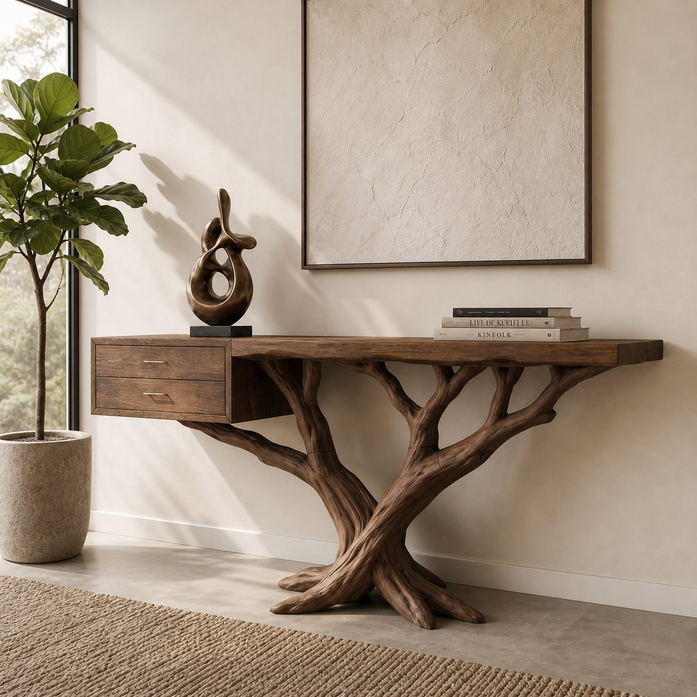 Modern Tree Root Console Table Luxury Entryway
