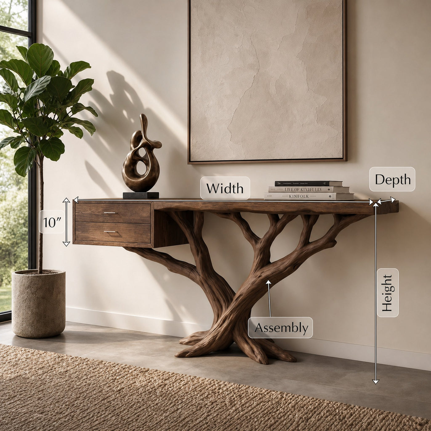 Modern Tree Root Console Table Luxury Entryway - product view 8