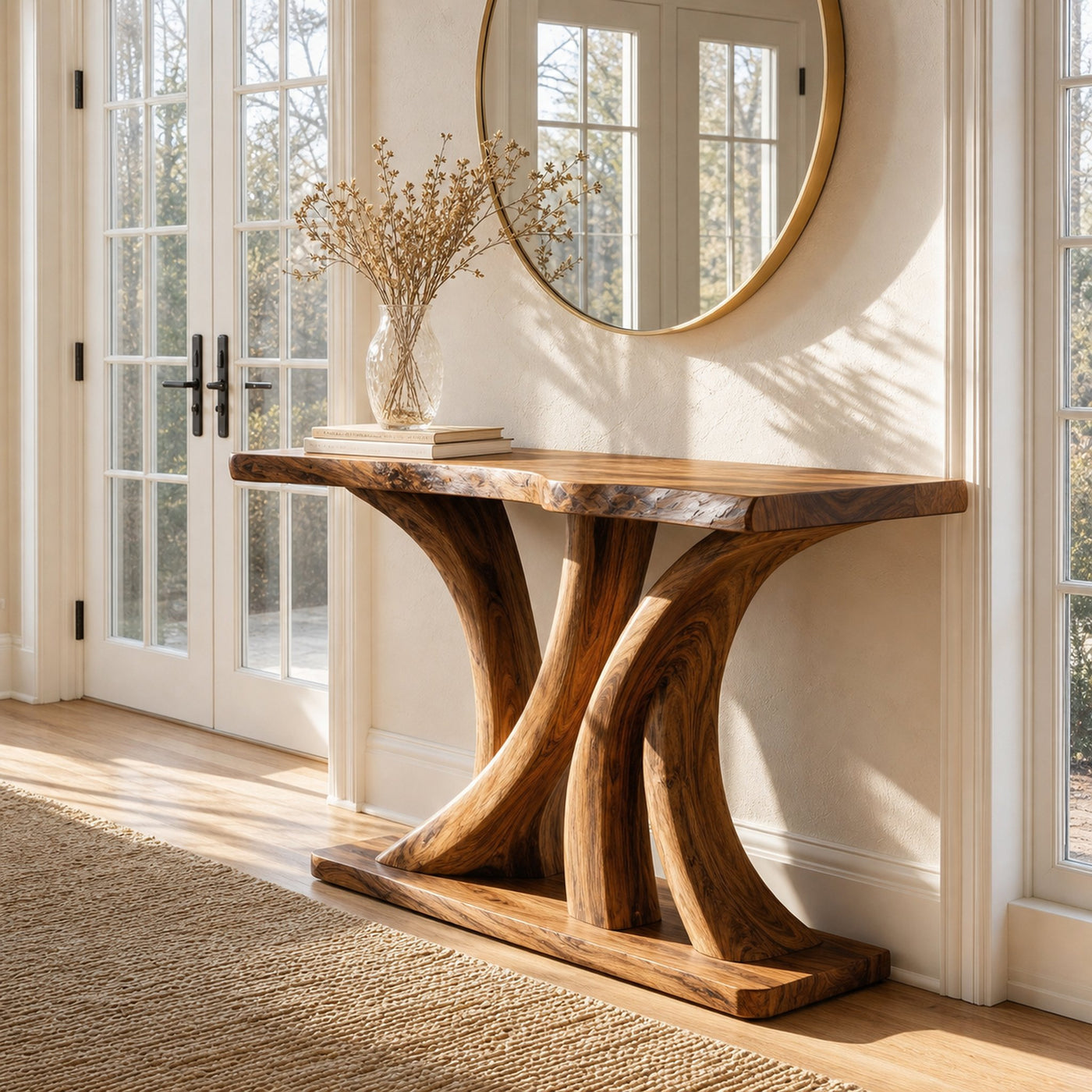 Modern Twin Pedestal Console Table Entryway Hallway Living Room