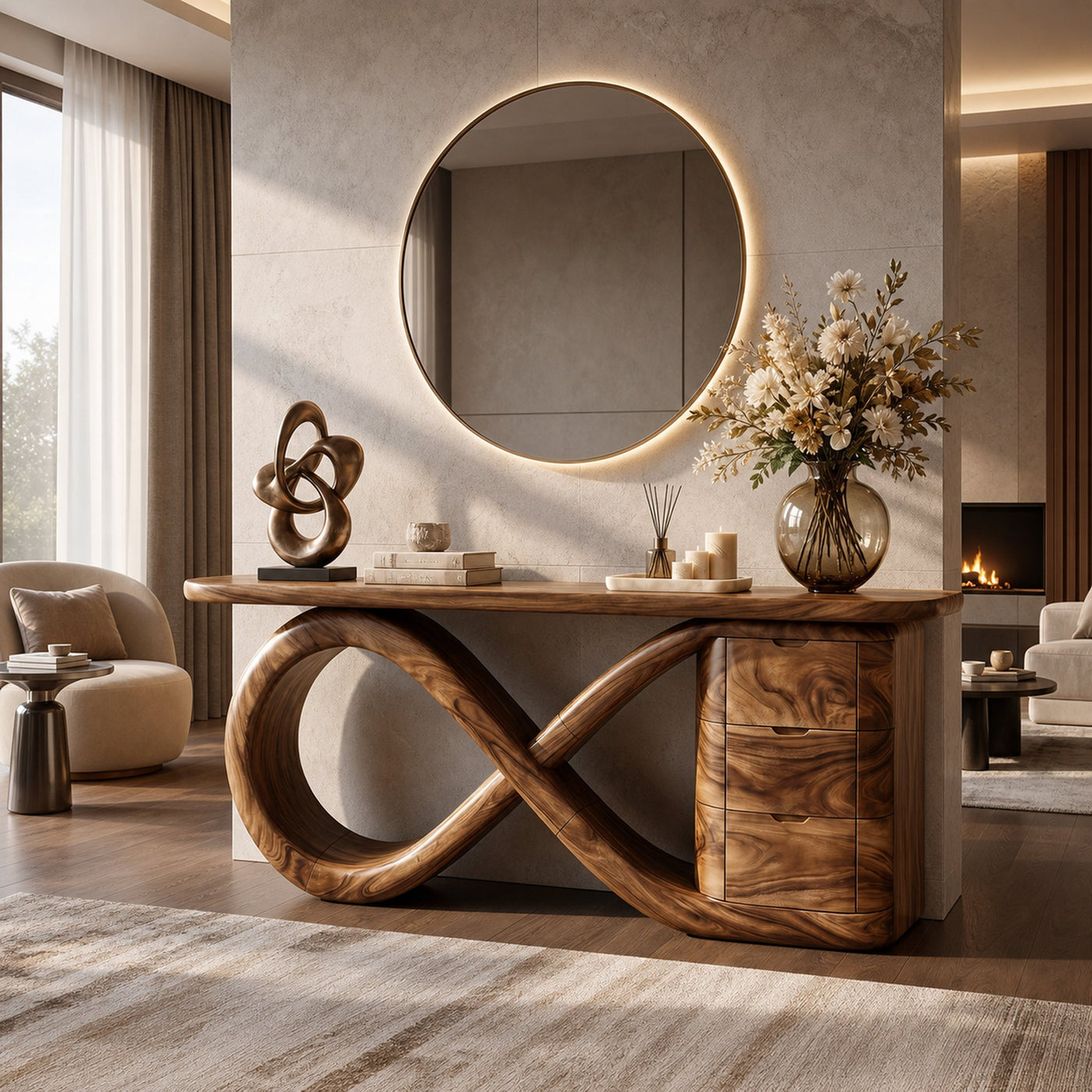 Modern Wave Base Console Table Luxury Bedroom