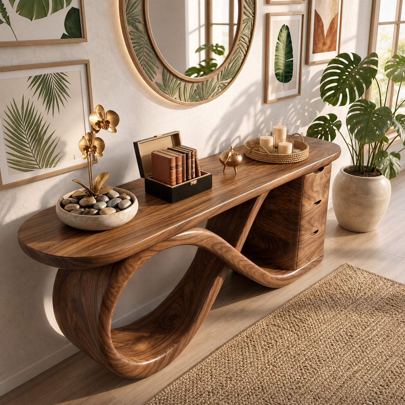 Modern Wave Base Console Table Luxury Bedroom - product view 2