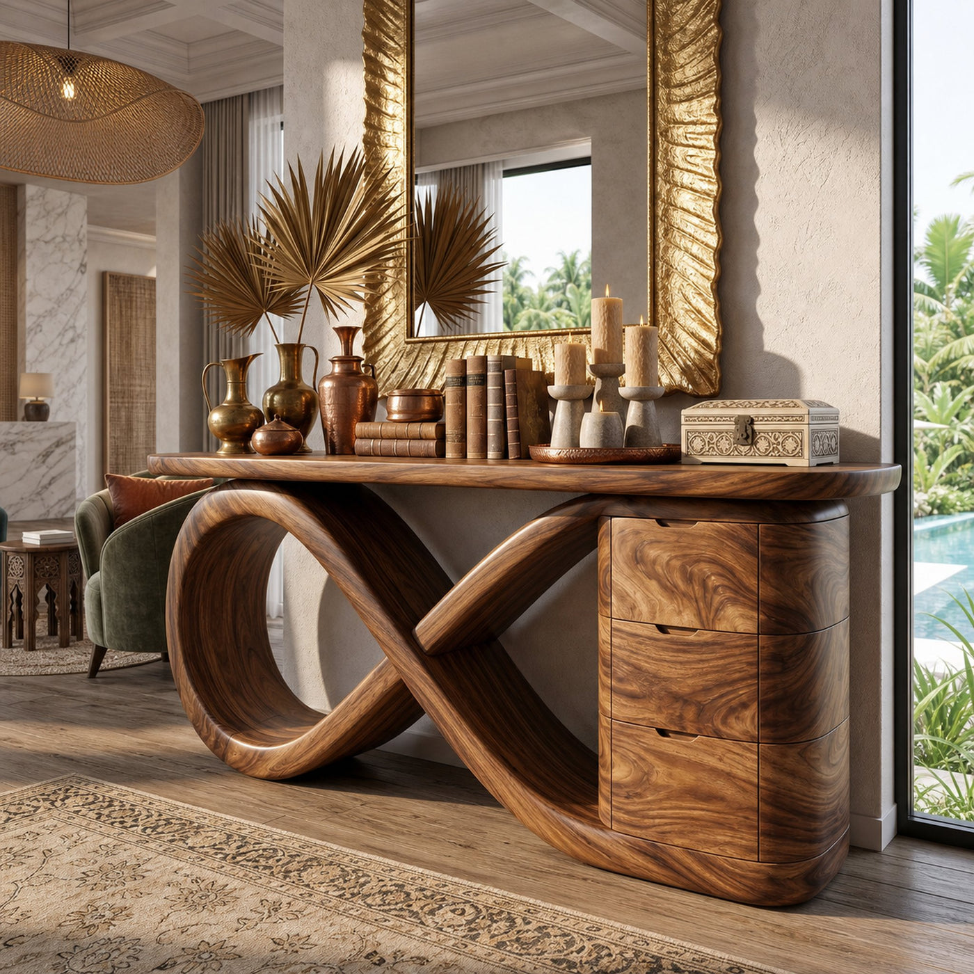 Modern Wave Base Console Table Luxury Bedroom - product view 3