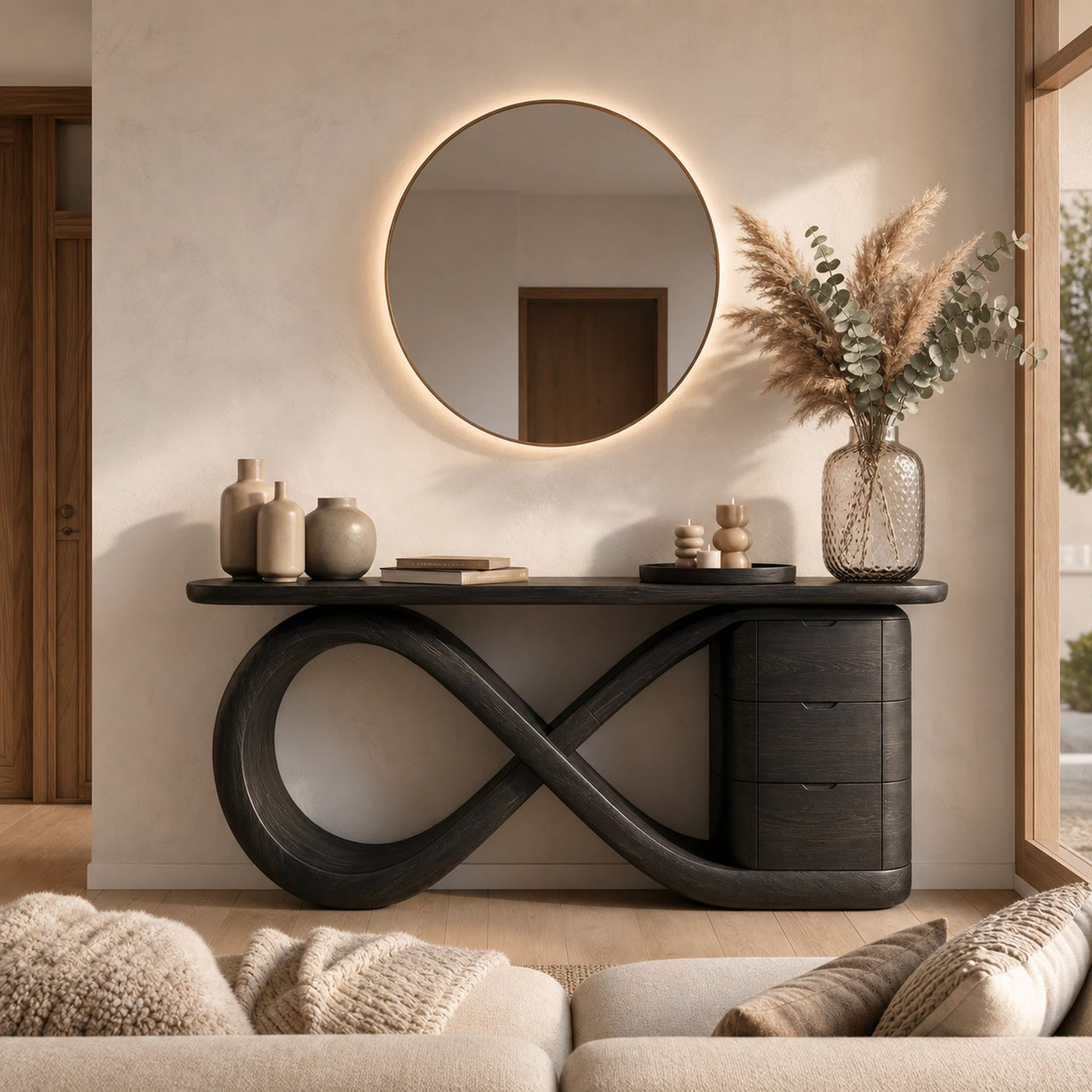 Modern Wave Base Console Table Luxury Bedroom - product view 4