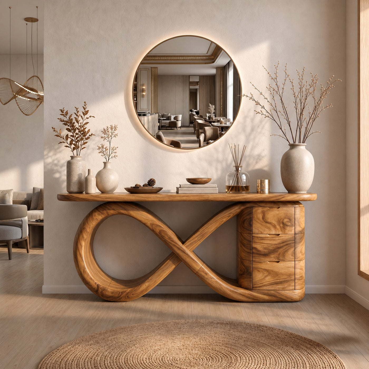Modern Wave Base Console Table Luxury Bedroom - product view 5