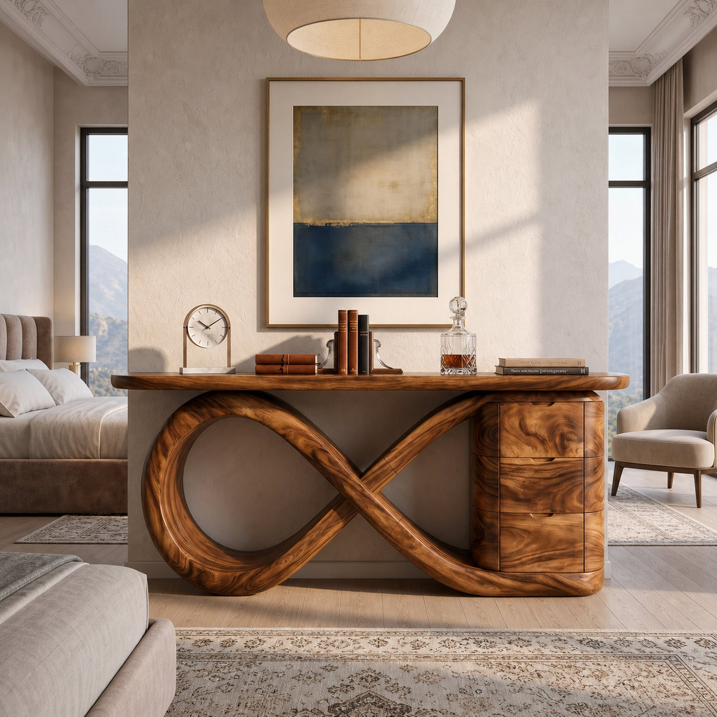 Modern Wave Base Console Table Luxury Bedroom - product view 6