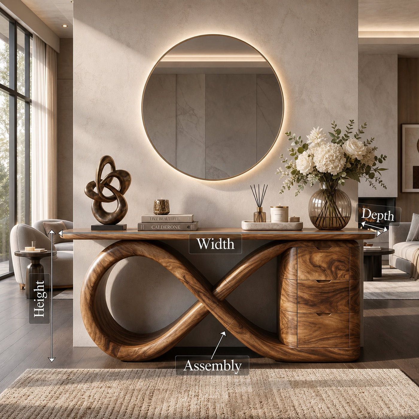 Modern Wave Base Console Table Luxury Bedroom - product view 8