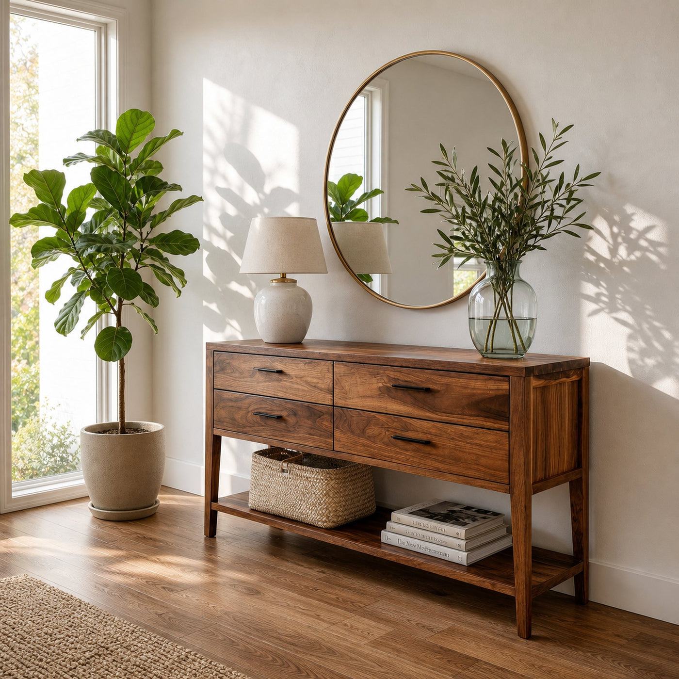 Modern Wood Console Table With Storage For Hallway Styling