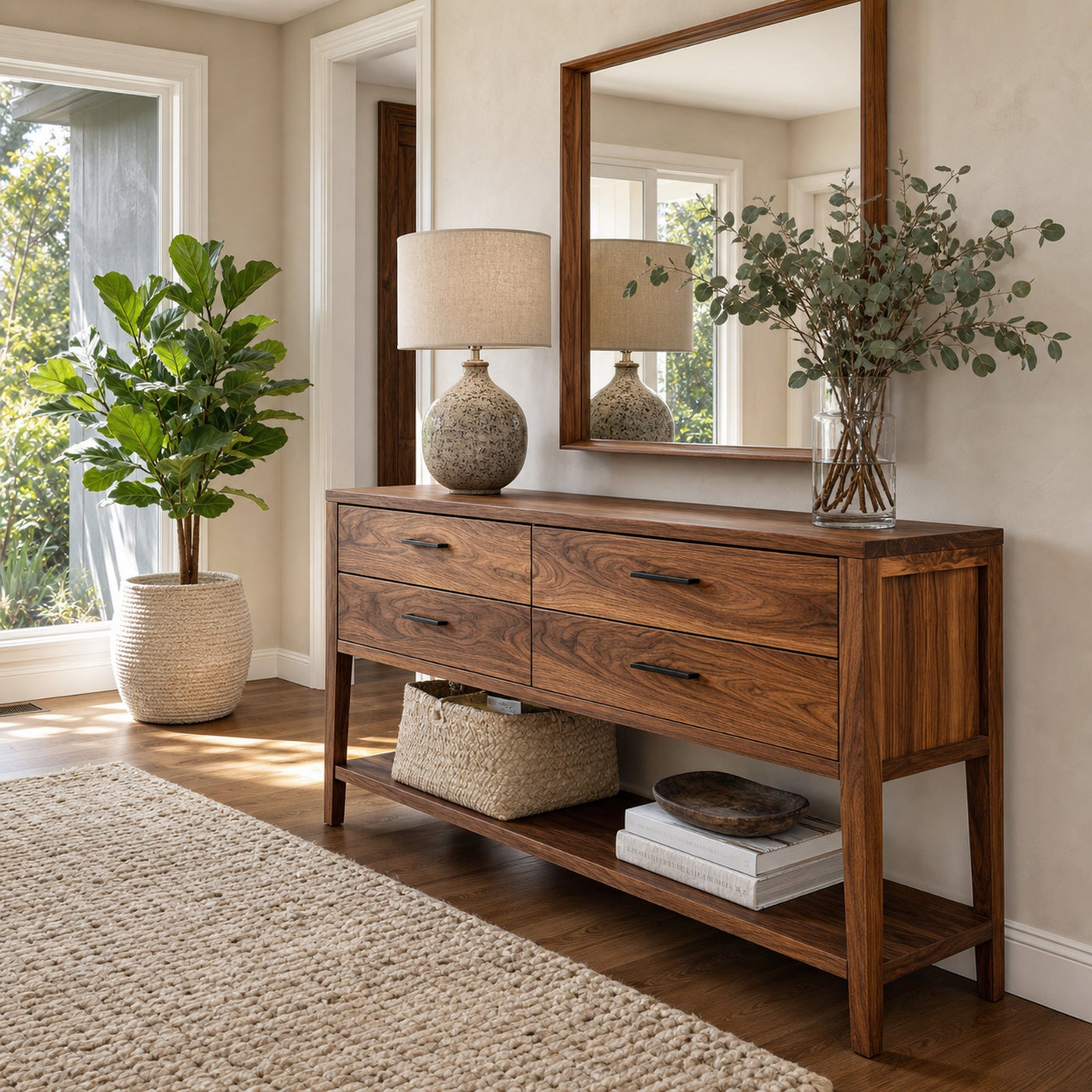 Modern Wood Console Table With Storage For Hallway Styling - product view 6