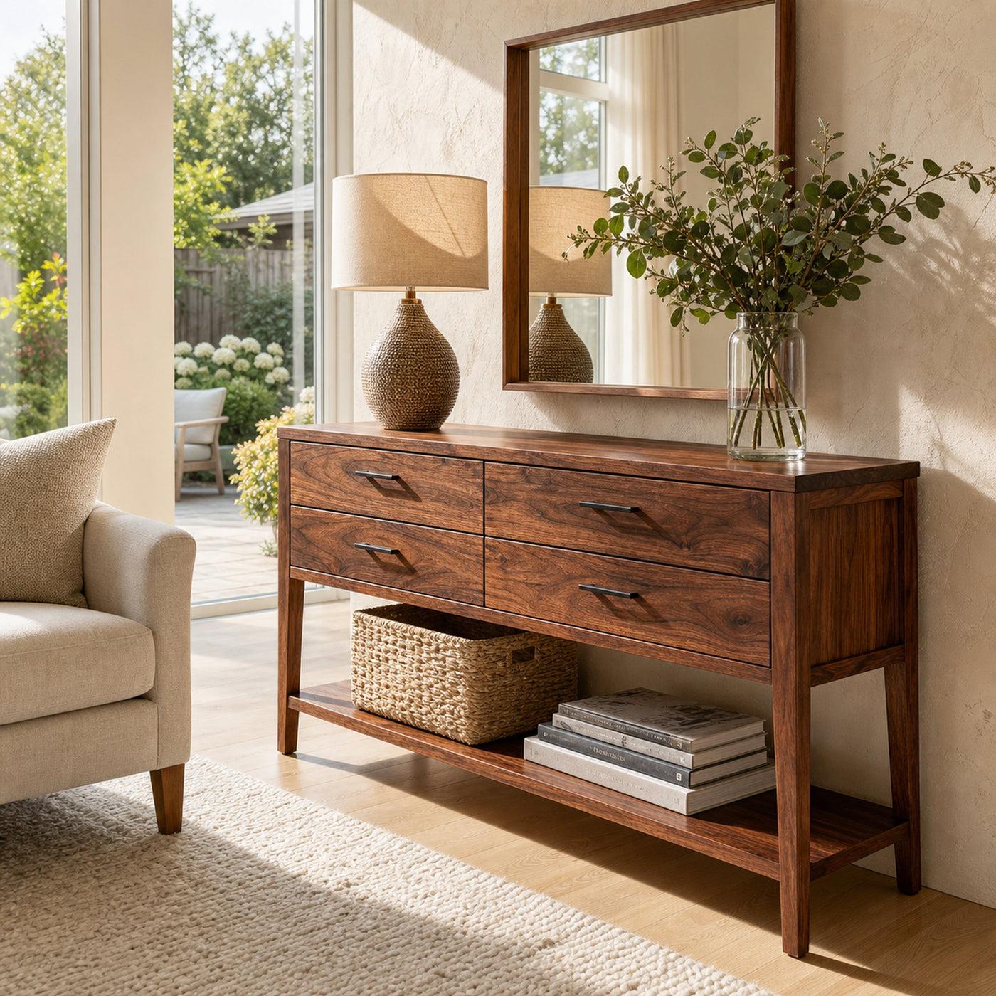 Modern Wood Console Table With Storage For Hallway Styling - product view 7