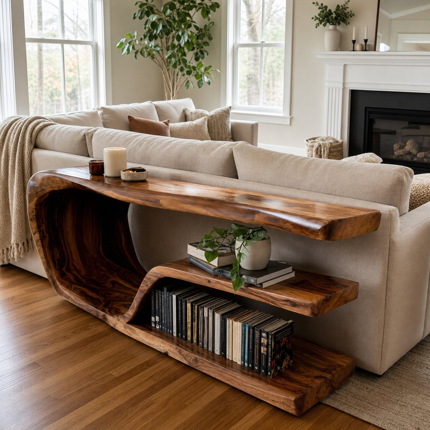 Modern Wood Console Table With Storage For Living Room - product view 5