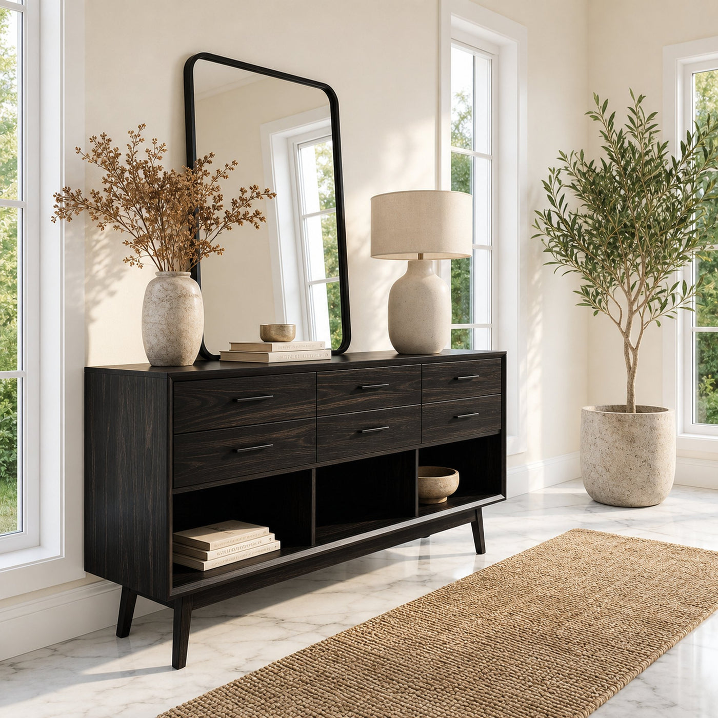 Modern Wooden Console Table With Open Shelf For Entryway - product view 4