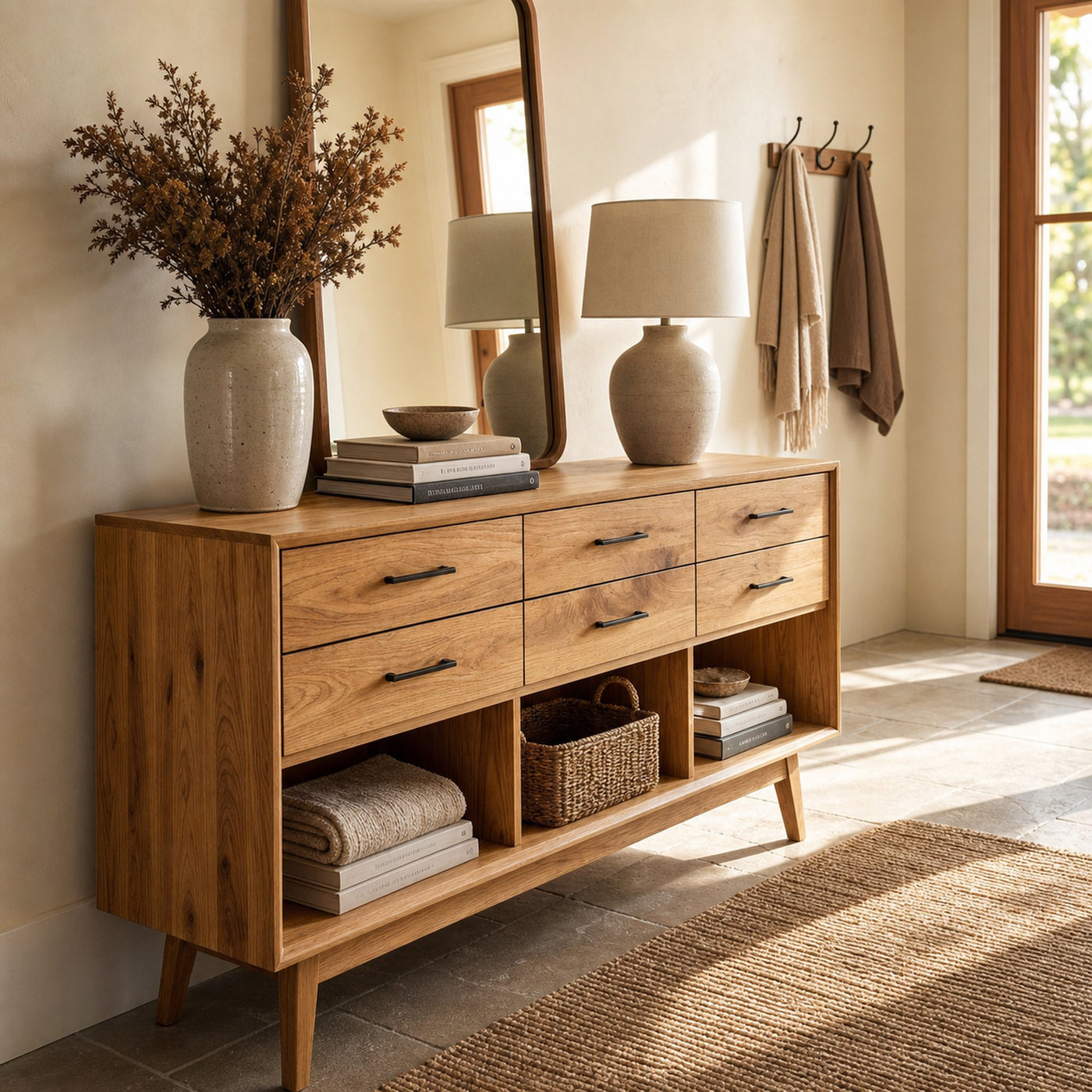 Modern Wooden Console Table With Open Shelf For Entryway - product view 5