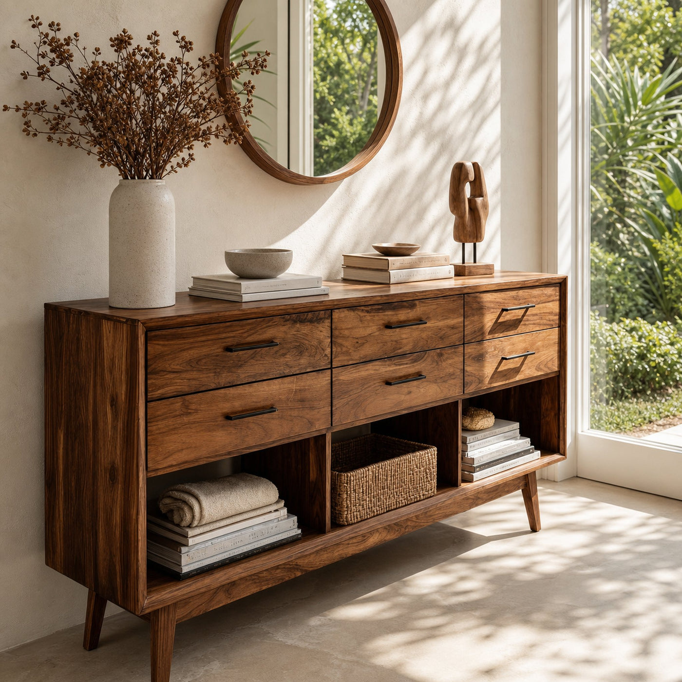 Modern Wooden Console Table With Open Shelf For Entryway - product view 6