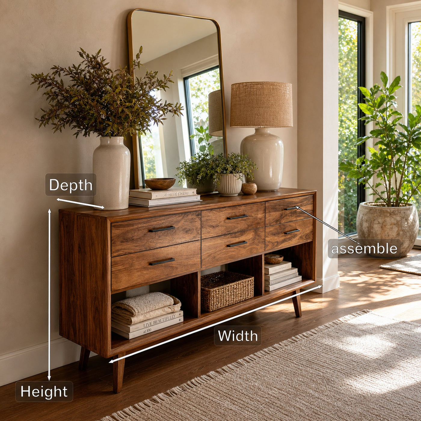 Modern Wooden Console Table With Open Shelf For Entryway - product view 8