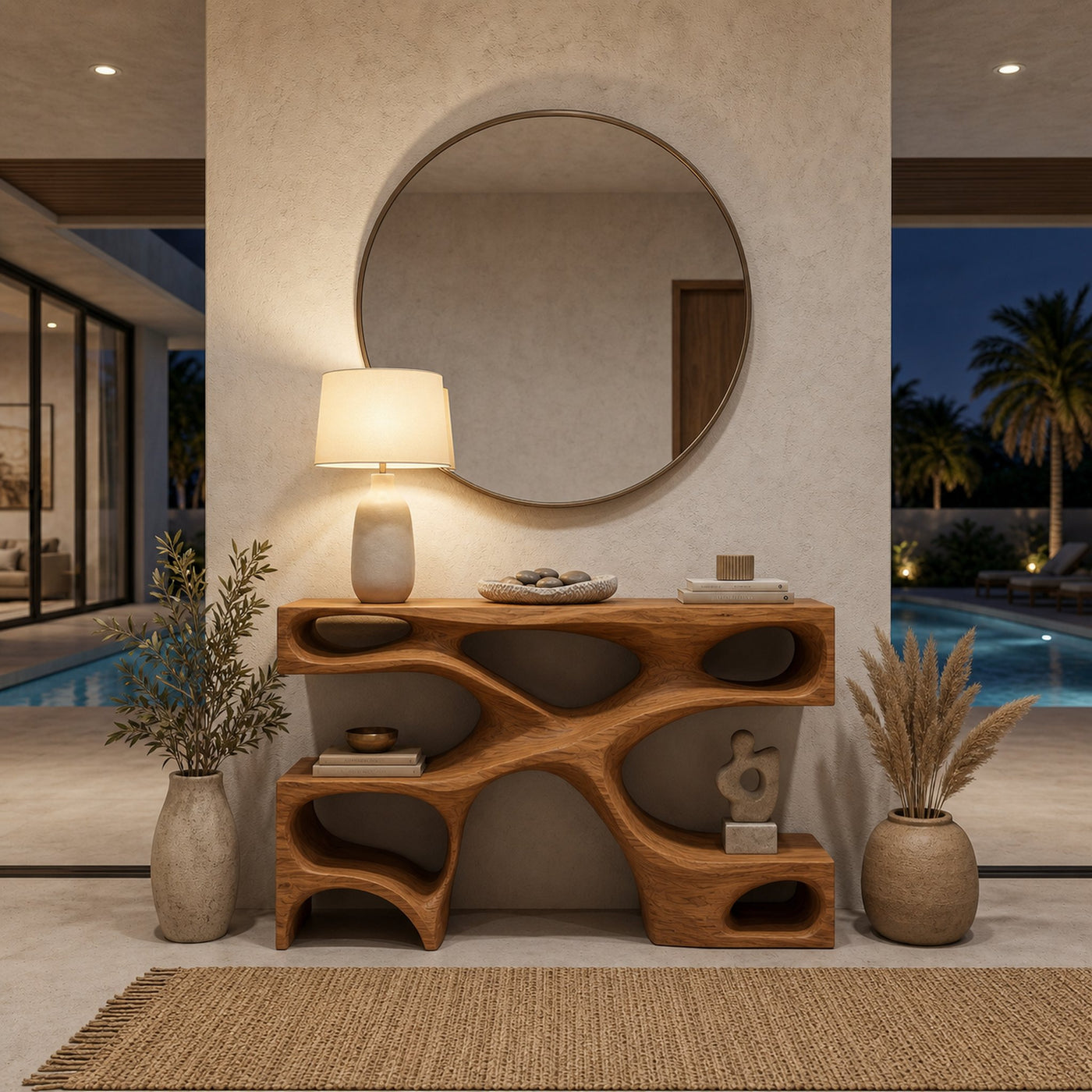 Modern Wooden Console Table With Open Storage For Interior Decor - product view 2