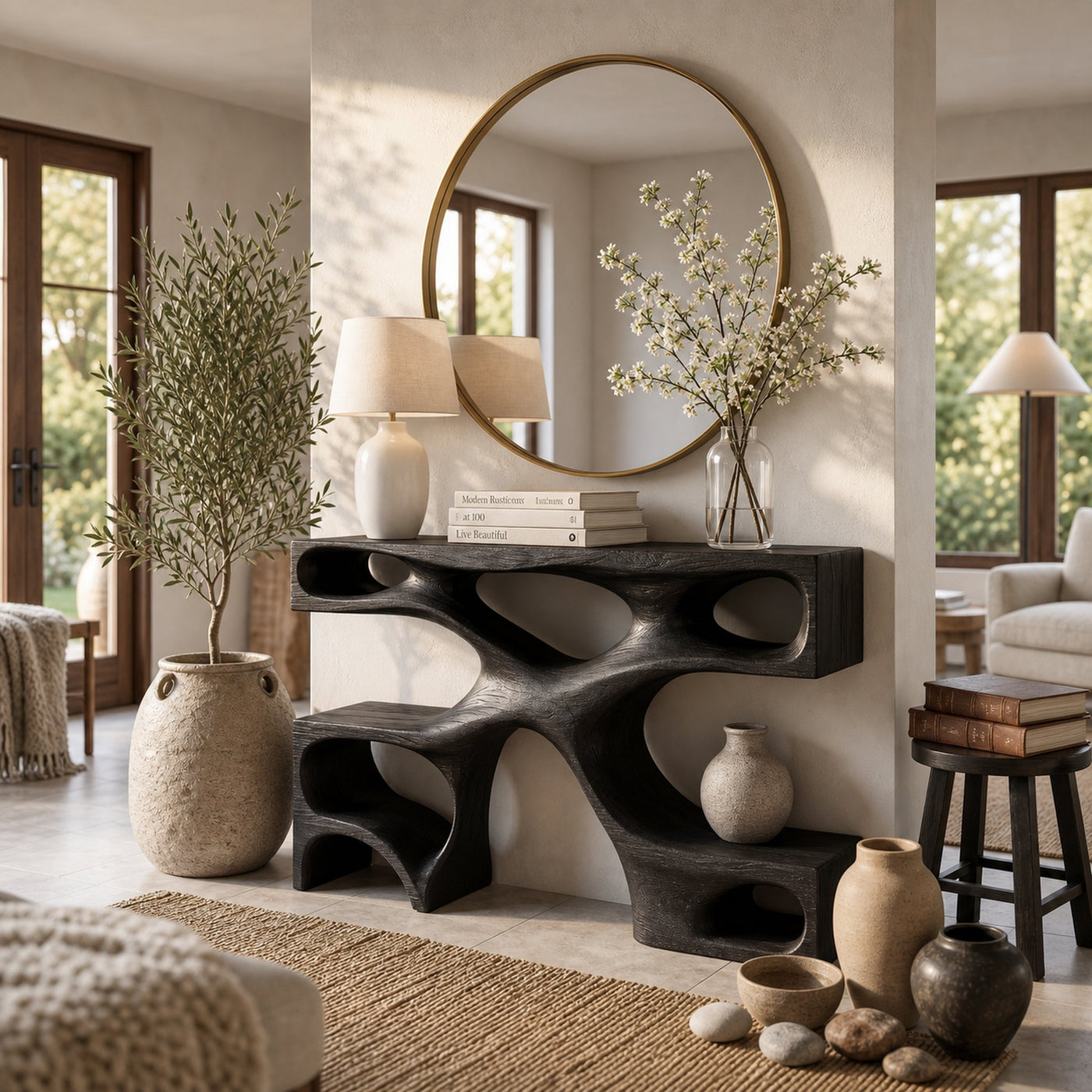 Modern Wooden Console Table With Open Storage For Interior Decor - product view 4