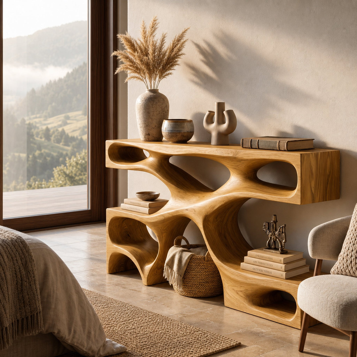 Modern Wooden Console Table With Open Storage For Interior Decor - product view 5
