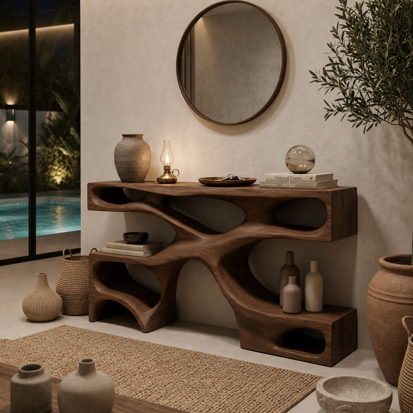 Modern Wooden Console Table With Open Storage For Interior Decor - product view 7