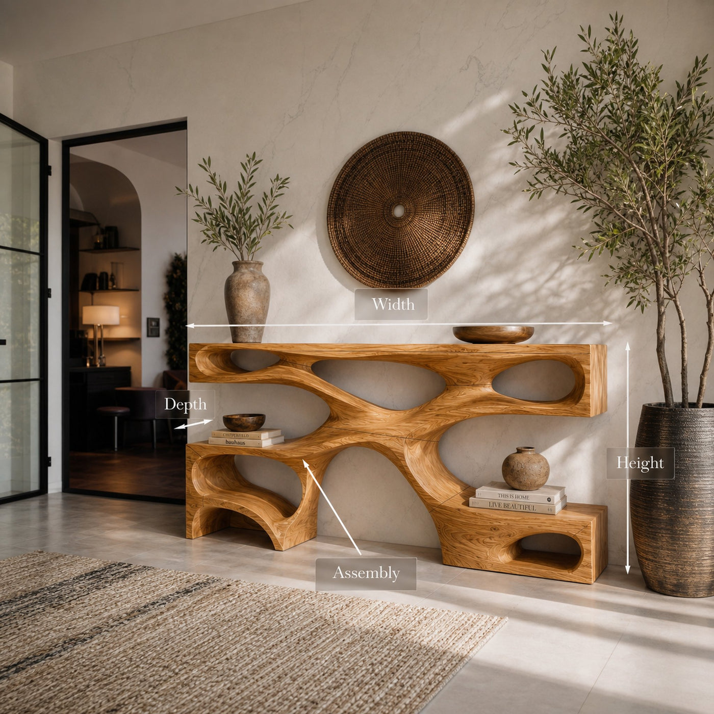 Modern Wooden Console Table With Open Storage For Interior Decor - product view 8