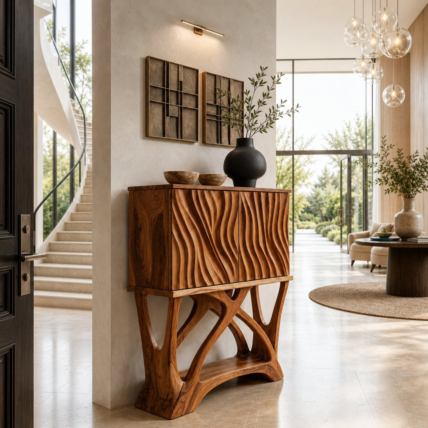 Modern Wooden Console Table With Sculptural Legs For Home Decor - product view 6