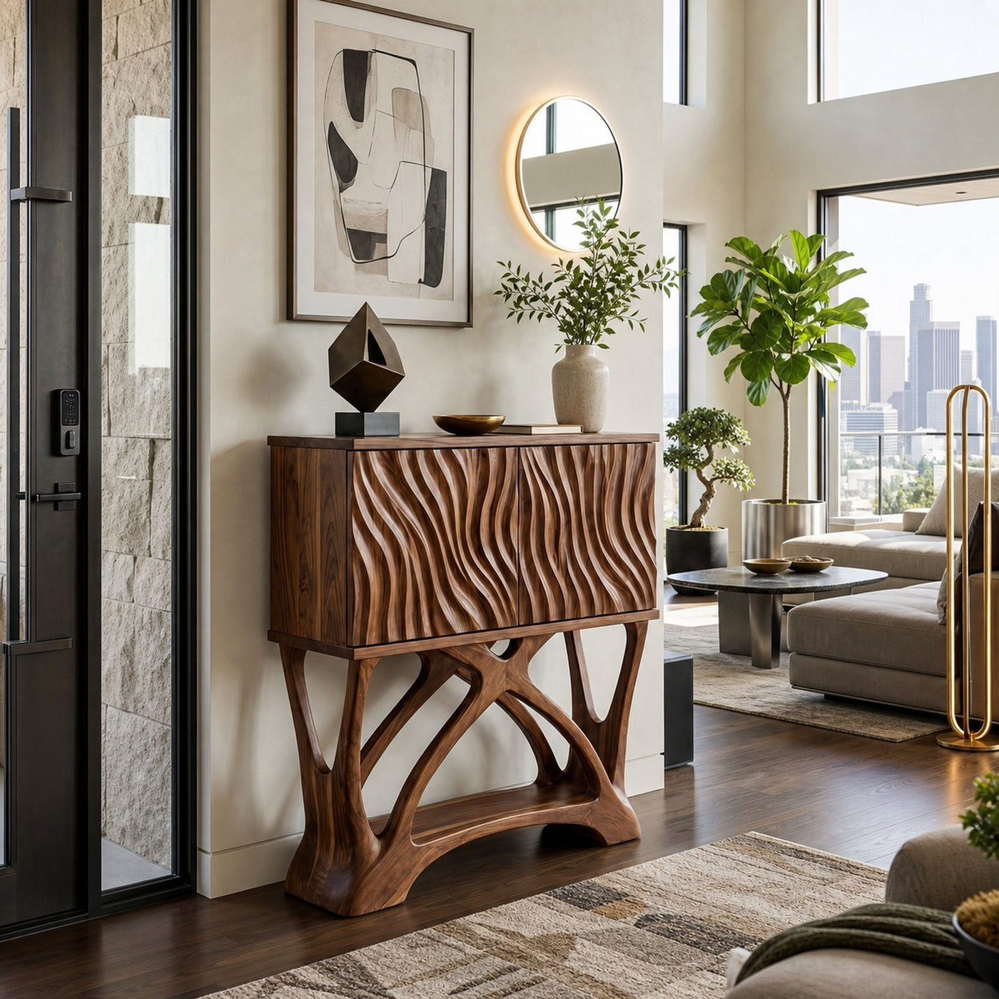 Modern Wooden Console Table With Sculptural Legs For Home Decor - product view 7