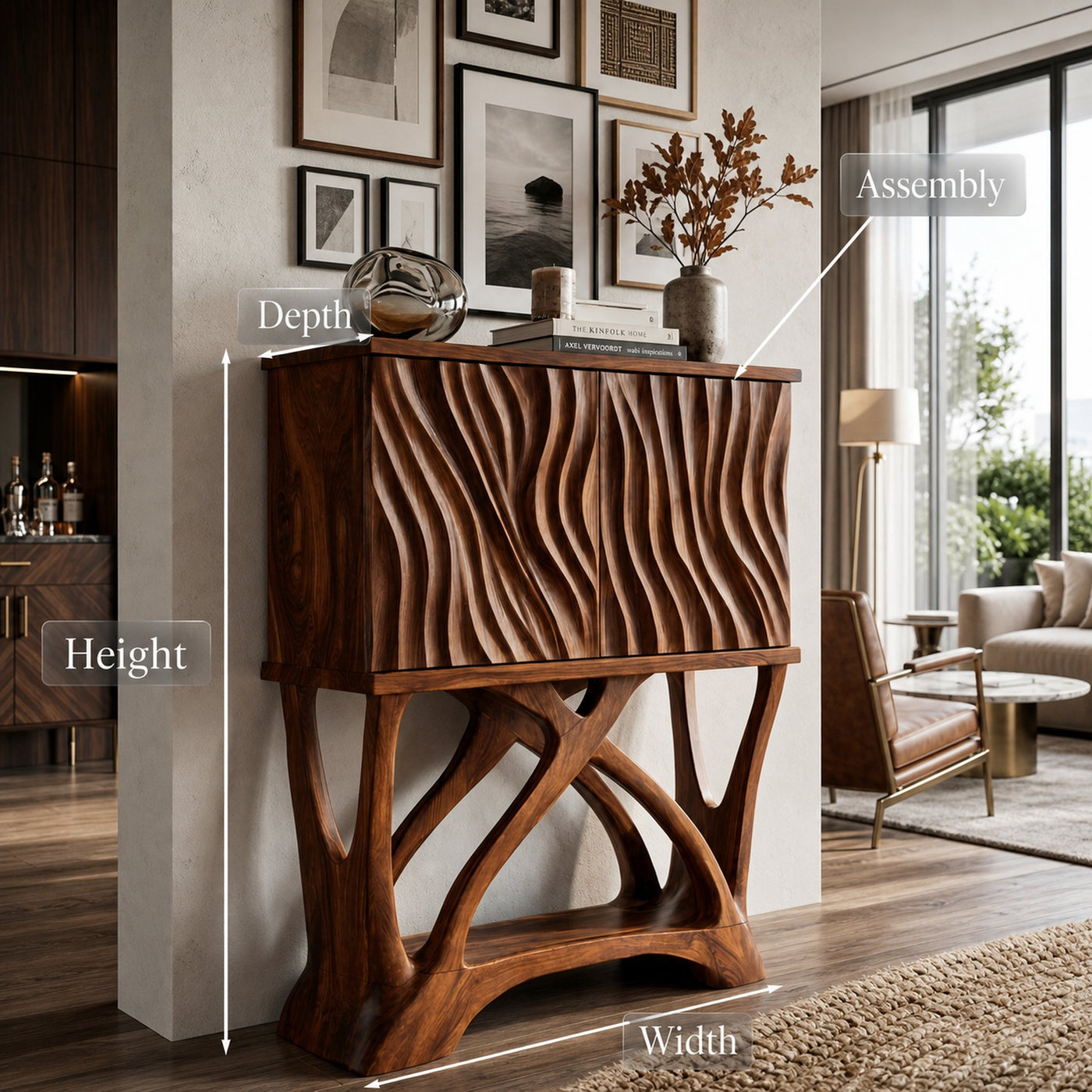 Modern Wooden Console Table With Sculptural Legs For Home Decor - product view 8