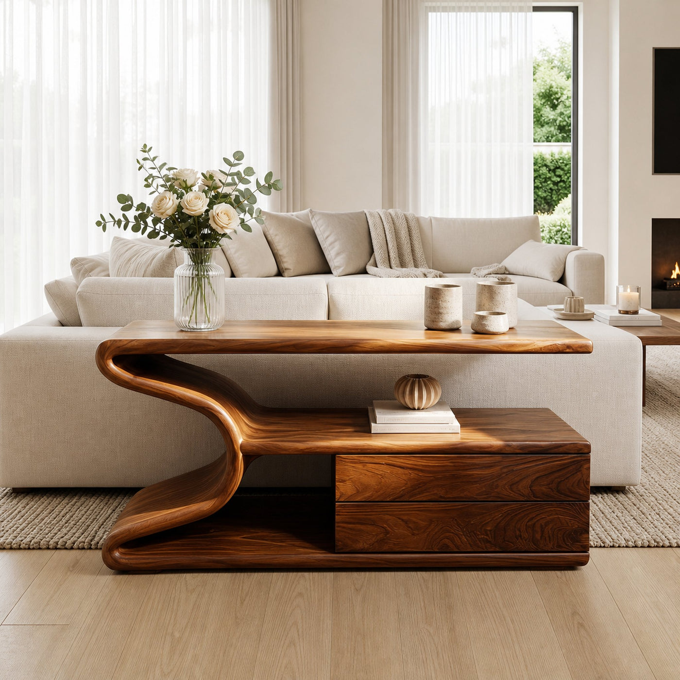 Modern Wooden Console Table With Storage For Statement Living Space - product view 6