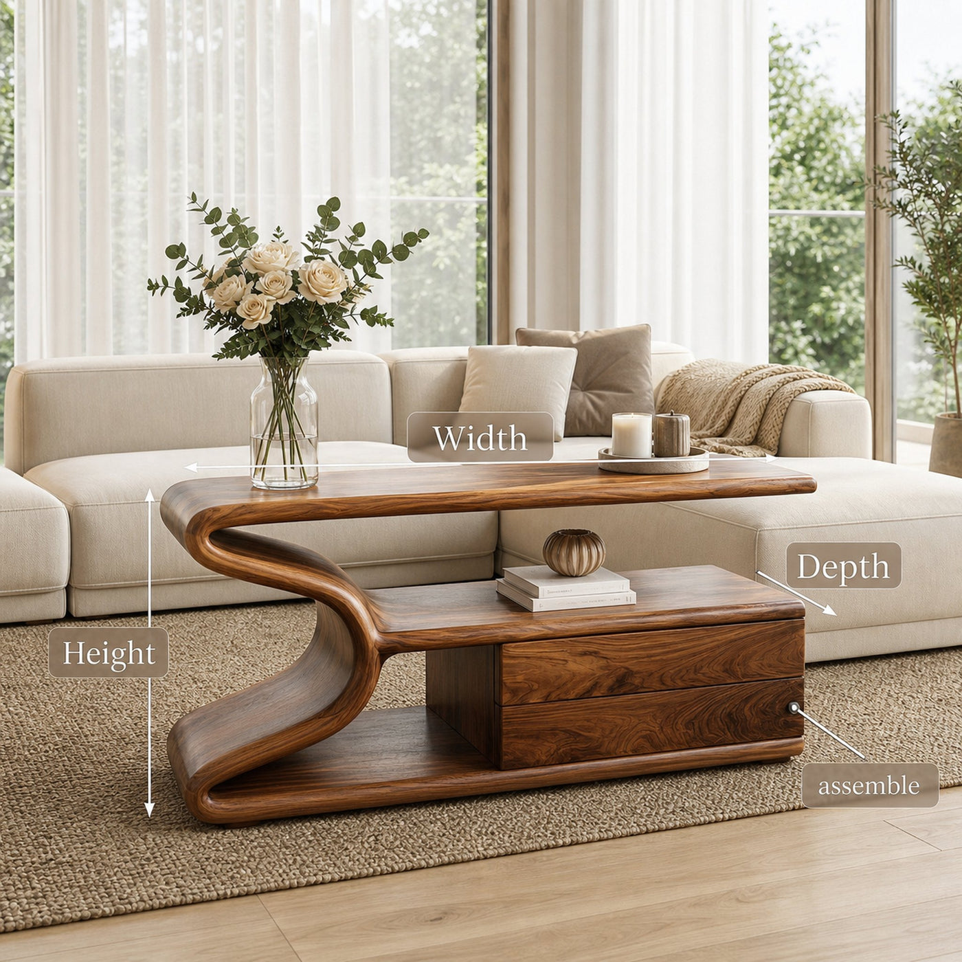 Modern Wooden Console Table With Storage For Statement Living Space - product view 8